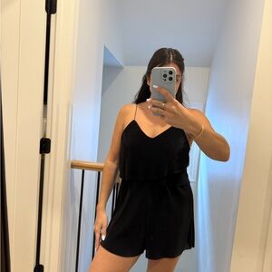 silence + noise Black Ribbed Spaghetti Strap Top